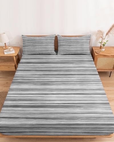 Fitted Sheets Elastic Deep Pocket Bed Sheet Twin XL Abstract Gray