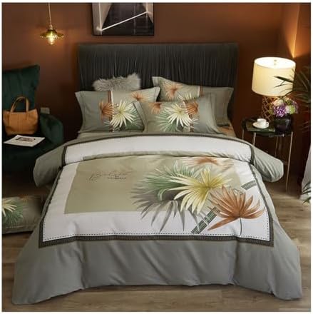 Duvet Cover Set Cotton Comforter Cover with Floral Pattern Botanical