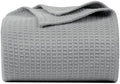 100% Cotton Waffle Weave Blanket, Queen Size 90 x 90 Inches, 300 GSM