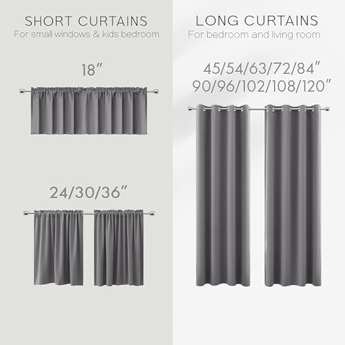 KOUFALL Gray Curtains 63 Inch Length 2 Panel Set for Kitchen,Room