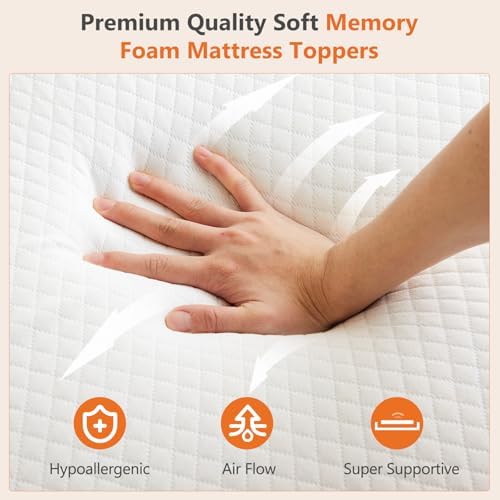 DUMOS 3 Inch Gel Memory Foam Mattress Topper Queen Size