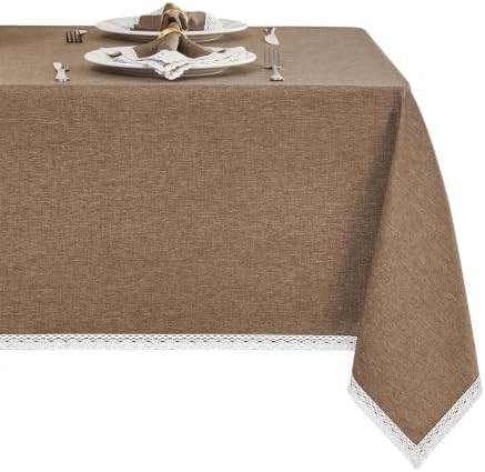 Mocha 52x70 Oblong Polyester Linen Farmhouse Tablecloth