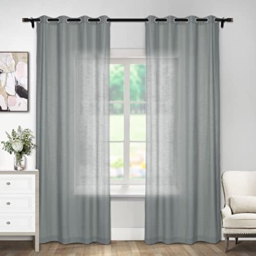 Macochico Linen Blend Curtains for Living Room,50W x 63L Grey Curtain
