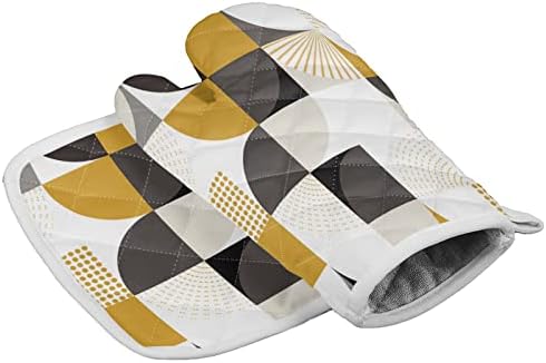 Quilted Cotton Terry Cloth Oven Mitt, Pot Holder Yellow Grey Black