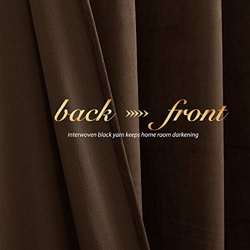 NICETOWN Brown Velvet Room Darkening Curtains, Home Decor Light