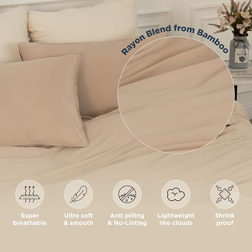 Duvet Cover Set Queen Size Silky Soft Cooling, Rayon Blend from