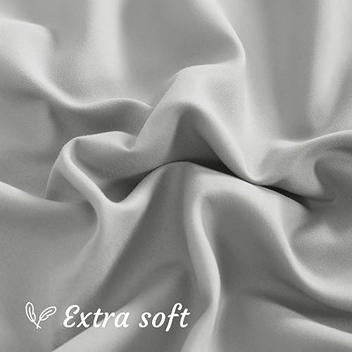 NTBAY Standard Microfiber Pillowcases, Set of 2, Light Grey