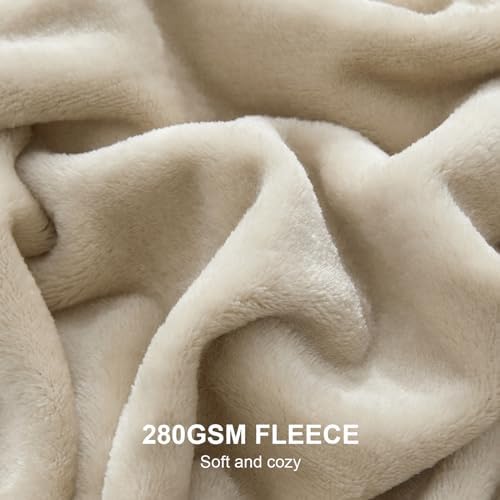 Hansleep King Taupe Fleece Blanket, Soft Flannel Bed Blanket