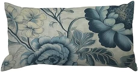 Asian Style Pillow Cover Spa On Flax Blue Chinoiserie Pillowcase