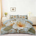 Set Microfiber Duvet Cover King Size, Modern Style Flower Leaf Relief