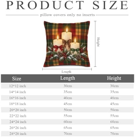 Plaid Accent Pillow Covers 22x22 Inch Set of 2 Linen for Christmas