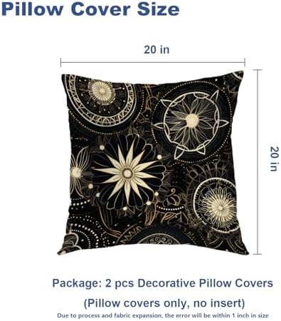 Batmerry Circular Patterns Floral Throw Pillow Covers, Black Gold