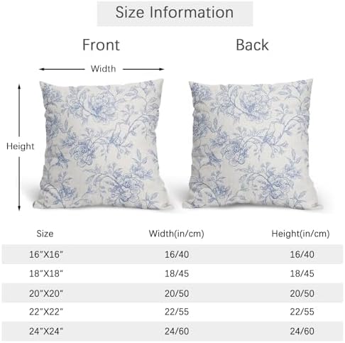 White Blue Chinoiserie Pillow Covers 22x22 Set of 2 Decorations