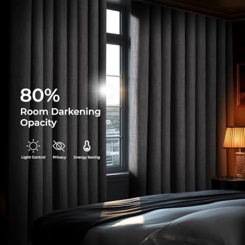 Faux Linen Curtains for Living Room (1 Panel) - 50W X 108L, Blazer