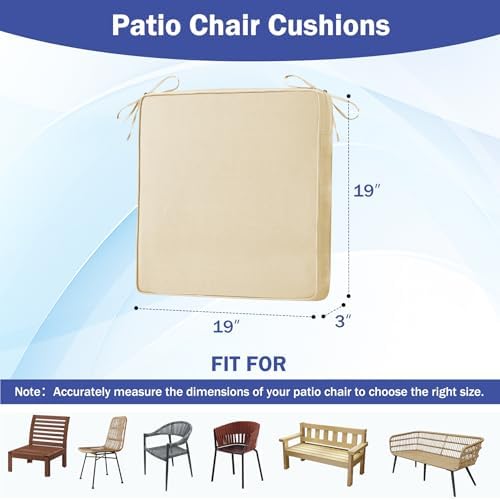 IASEAHK Patio Chair Cushions, 19" x 19" x 3" Outdoor Chair Cushions