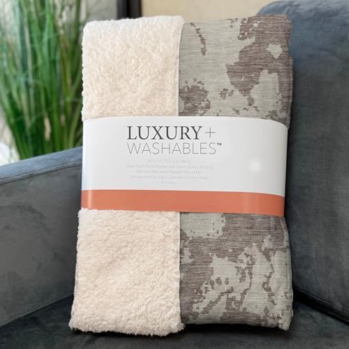 Addison Rugs ASB897 Taupe 50" x 70" Oversized Sherpa Throw Blanket