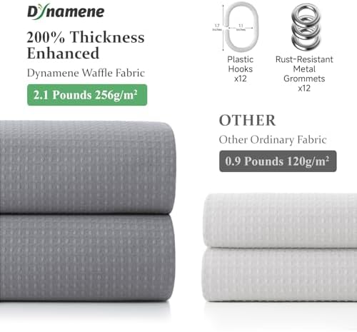 Dynamene Stall Waffle Shower Curtain 256 GSM Heavy Fabric 36x72