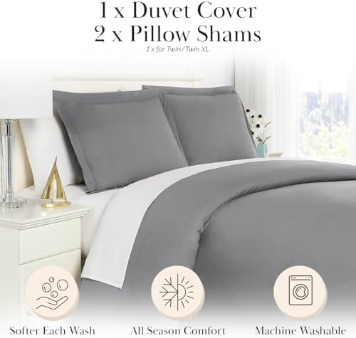 Southshore Fine Living Full/Queen Duvet Cover w/ 2 Pillow Shams Steel
