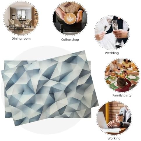 Placemats Washable Set of 8-30 x 45 cm Triangle Placemats, Grey Cotton