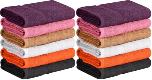 Towel and Linen Mart 100% Cotton 12 Pack Bath Towel Set, Quick Dry