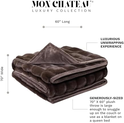 Mon Chateau 60" x 70" Hearthside Faux Fur Throw Blanket, Chestnut