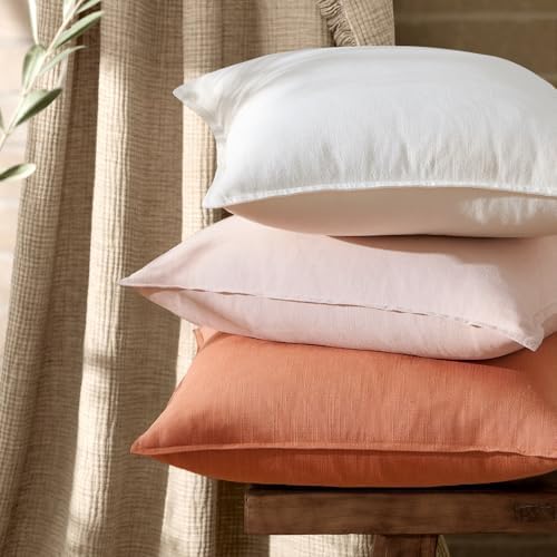 ANRODUO Decorative Linen Pillow Covers 18x18 Inch Coral Pack of 2