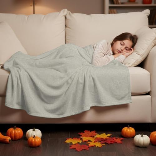 Light Gray Throw Blanket for Couch, Modern Minimalist Solid Color