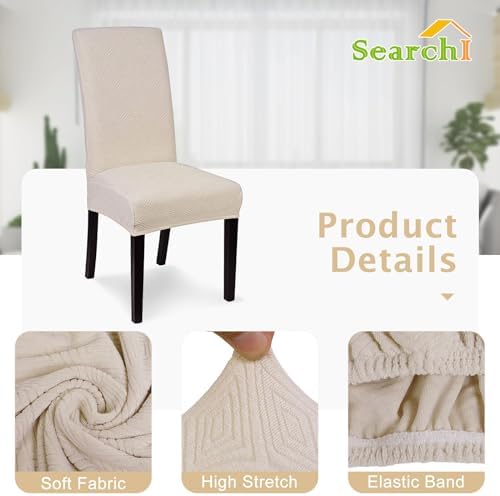 SearchI Jacquard Dining Room Chair Covers Set of 4, Stretch Kitchen