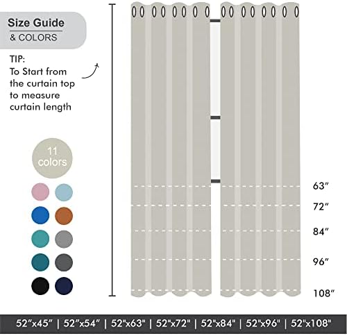 SMILE WEAVER Cream Blackout Curtains 108 Inches Long for Living