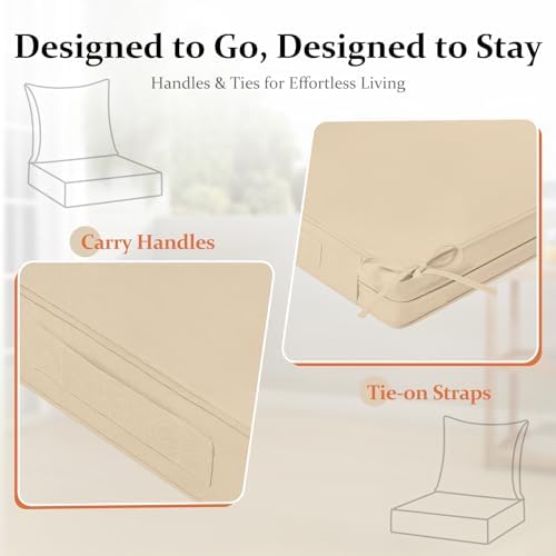 downluxe 22x22 Outdoor Chair Cushions, Waterproof Fade Resistant Patio