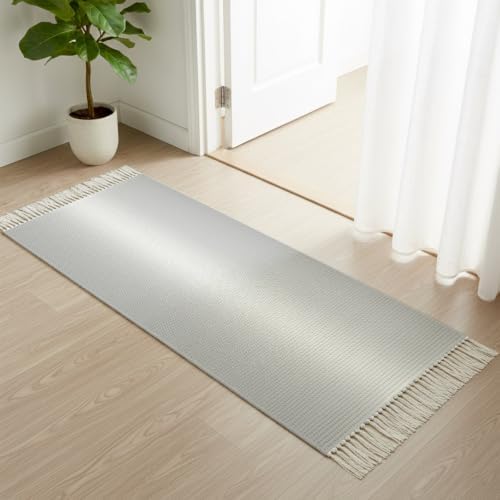 Grey Ombre Hallway Runner Rug 2'x5', Aesthetic Art Farmhouse Gradient