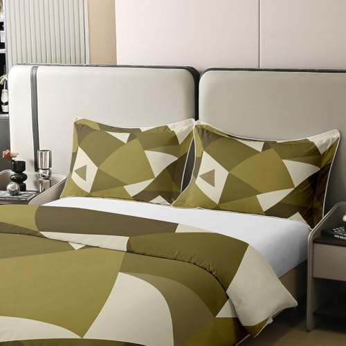Feelyou Geometric Duvet Cover 100% Cotton King Size Boys Girls Brown