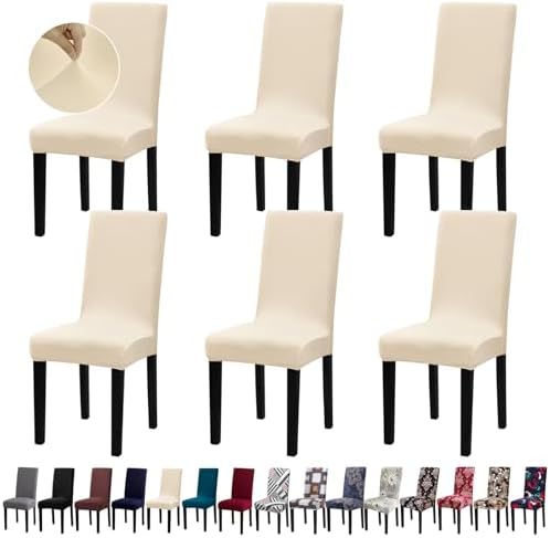 Chair Covers, Stretch Dining Room Chair Covers Set of 6, Removable