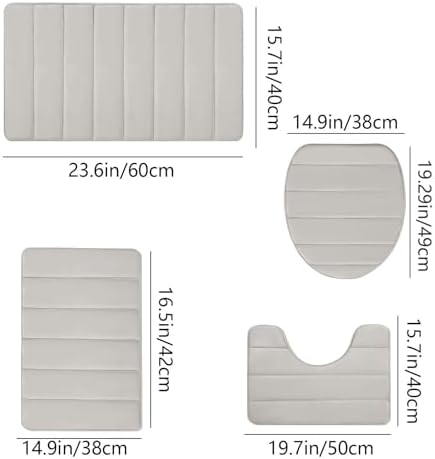Bathroom Rugs Sets 4 Piece, 2024 New Soft Absorbent Memory Foam Bath