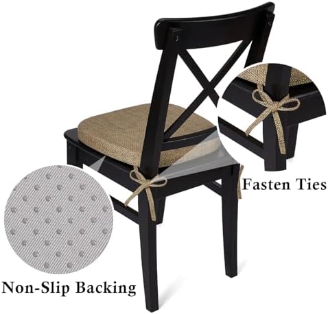 Tromlycs Dining Room Kitchen Chair Seat Cushion Pad 15x16 Inch Burlap