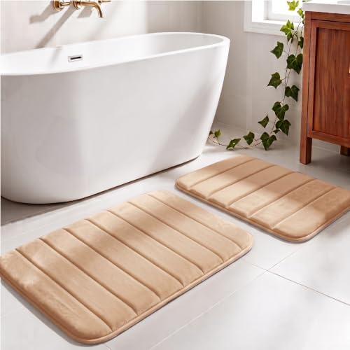 Memory Foam Bathroom Rugs Sets 2 Piece - Super Soft Absorbent Quick