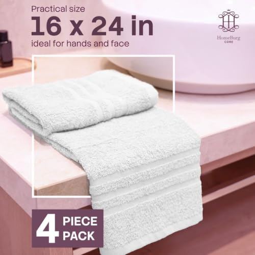 CORE 4-Piece Cotton Hand Towels for Bathroom and Kitchen | Value Pack