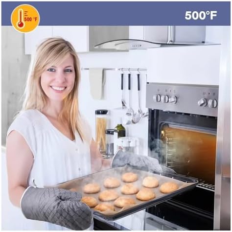 Fit for Oven Mitts Set - 500°F Non-Slip Silicone with Soft Cotton