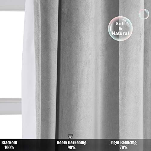 TWOPAGES 50W x 120L Extra Long Soft Velvet Back Tab Curtain for