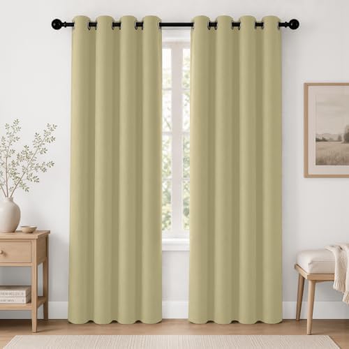 2-Panel Cream Room Darkening Curtains 84" Length for Bedroom