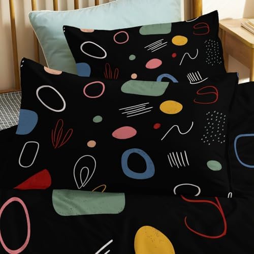 King Duvet Cover Set Minimalist Geometric Graffiti Soft Microfiber