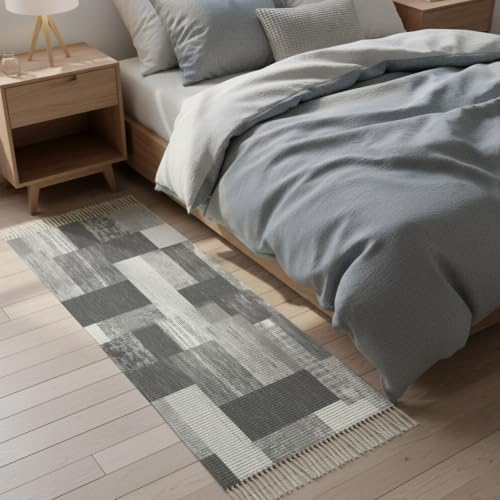 Gray Wood Plank Hallway Runner Rug 2'x5', Retro Rustic Wooden