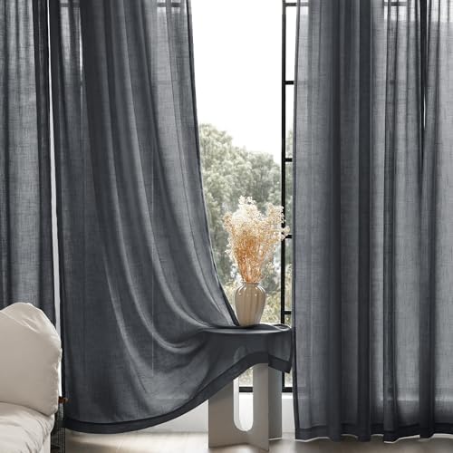 Dark Gray Curtains for Living Room Back Tab Modern Farmhouse Semi