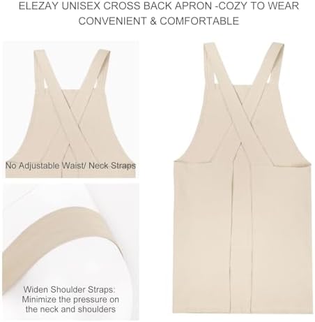 ELEZAY Aprons for Women with Pockets Plus Size Comfort Cross Back No