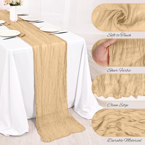 12 Pack Beige Cheesecloth Table Runner 21.5×120 Inch