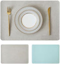 Reversible Faux Leather Placemats 12x17 Inch, Set of 2, Heat Resistant