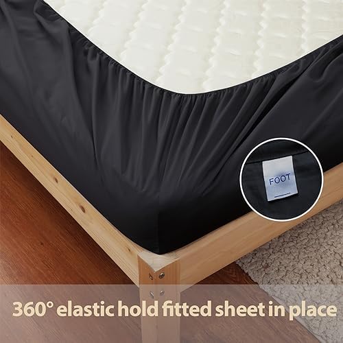 2 Pack Twin XL Fitted Sheets, 100% Egyptian Cotton, Black