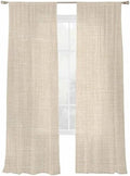 Vintage Linen Sheer Curtains 108 Inches Long, Pastoral Beige Linen