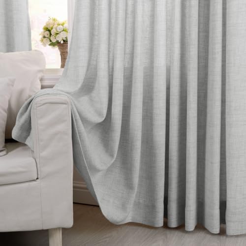 Macochico Extra Long Pinch Pleated Linen Curtains Grey, 60Wx108L, 2