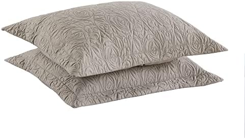 MarCielo 2 Pieces Microfiber Quilted Pillow Shams Soft Pillow Covers
